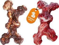 Potaroma Nylon Tree Trunk Shapes Bacon Flavor Exercise Chew Dog Toy, Red/Coffee, 2 count