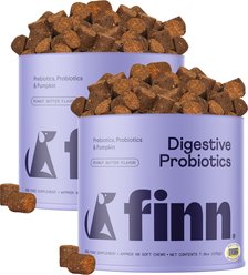 Finn Digestive Prebiotic & Probiotic Peanut Butter Flavor Chew Supplement for Dogs, 180 count bundle