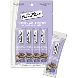 Fussie Cat Chicken Flavored in Goat Milk Puree Lickable Kitten & Cat Treats, 1-oz tube, 4 count