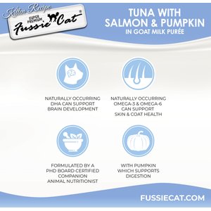 Fussie Cat Tuna Flavored in Goat Milk Puree Lickable Kitten & Cat Treats, 1-oz tube, 4 count