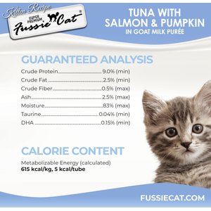 Fussie Cat Tuna Flavored in Goat Milk Puree Lickable Kitten & Cat Treats, 1-oz tube, 4 count