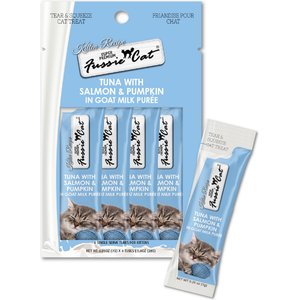 Fussie Cat Tuna Flavored in Goat Milk Puree Lickable Kitten & Cat Treats, 1-oz tube, 4 count