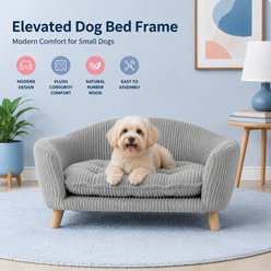 Yafylly Elevated Corduroy Couch Dog Bed, Grey slide 2 of 7