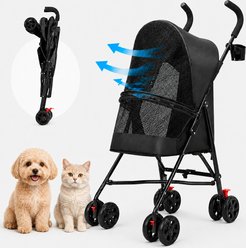 Yafylly Lightweight Foldable Dog & Cat Stroller, Black