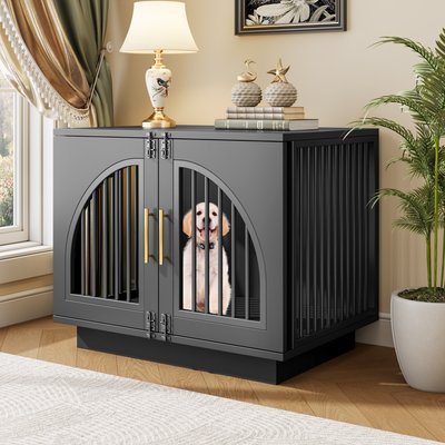 Saudism Saudism Decorative Wooden Dog Crate with Double Door, 31.5 inch