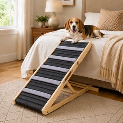 Yafylly 6-Height Adjustable Foldable Dog Ramp, Black