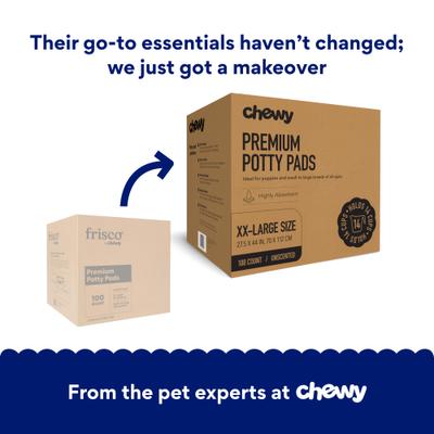 Show full view: Chewy Made XXL Premium Dog Training & Potty Pads (FORMERLY FRISCO), 27.5 x 44-in, Unscented, 100 count slide 2 of 10