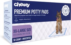 Chewy Made XXL Premium Dog Training & Potty Pads (FORMERLY FRISCO), 27.5 x 44-in, Unscented, 50 count