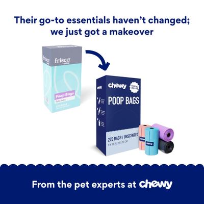 Show full view: Chewy Made Dog Poop Bag Solid Assortment in Teal Blue, Violet, Gray, & Coral (FORMERLY FRISCO), 270 count slide 2 of 9