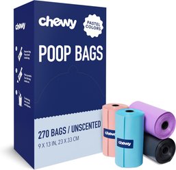 Chewy Made Dog Poop Bag Solid Assortment in Teal Blue, Violet, Gray, & Coral (FORMERLY FRISCO), 270 count