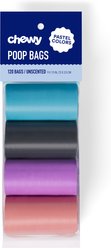 Chewy Made Dog Poop Bag Solid Assortment in Teal Blue, Violet, Gray, & Coral (FORMERLY FRISCO), 120 count