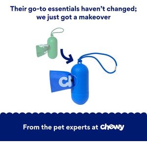 Chewy Made Dog Poop Bag Dispenser & Poop Bag Roll (FORMERLY FRISCO), Blue, Scented Bags, 15 count roll