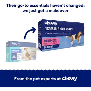 Chewy Made Disposable Male Dog Wraps (FORMERLY FRISCO), Medium: 17 to 22-in waist, 50 count