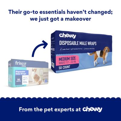 Show full view: Chewy Made Disposable Male Dog Wraps (FORMERLY FRISCO), Medium: 17 to 22-in waist, 50 count slide 2 of 10