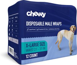 Chewy Made Disposable Male Dog Wraps (FORMERLY FRISCO), X-Large: 27 to 31-in waist, 12 count