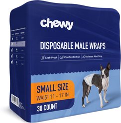 Chewy Made Disposable Male Dog Wraps (FORMERLY FRISCO), Small: 11 to 17-in waist, 30 count
