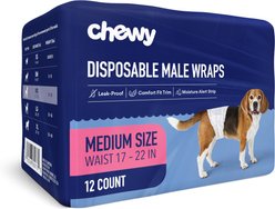 Chewy Made Disposable Male Dog Wraps (FORMERLY FRISCO), Medium: 17 to 22-in waist, 12 count