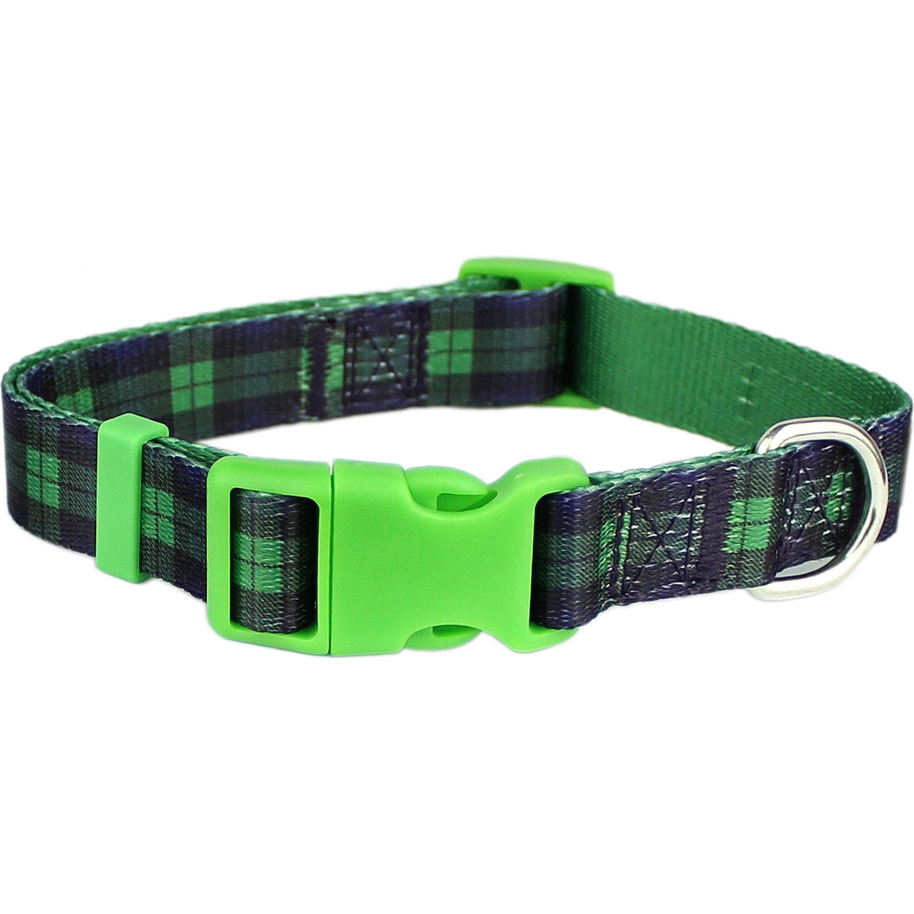Parisian Pet Scottish Plaid Dog & Cat Collar, Green & Blue, X-Small: 6 to 10-in neck, 3/8-in wide