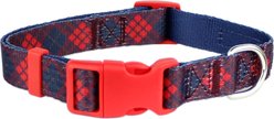 Parisian Pet Scottish Plaid Dog & Cat Collar, Red & Blue, Large: 18 to 26-in neck, 1-in wide