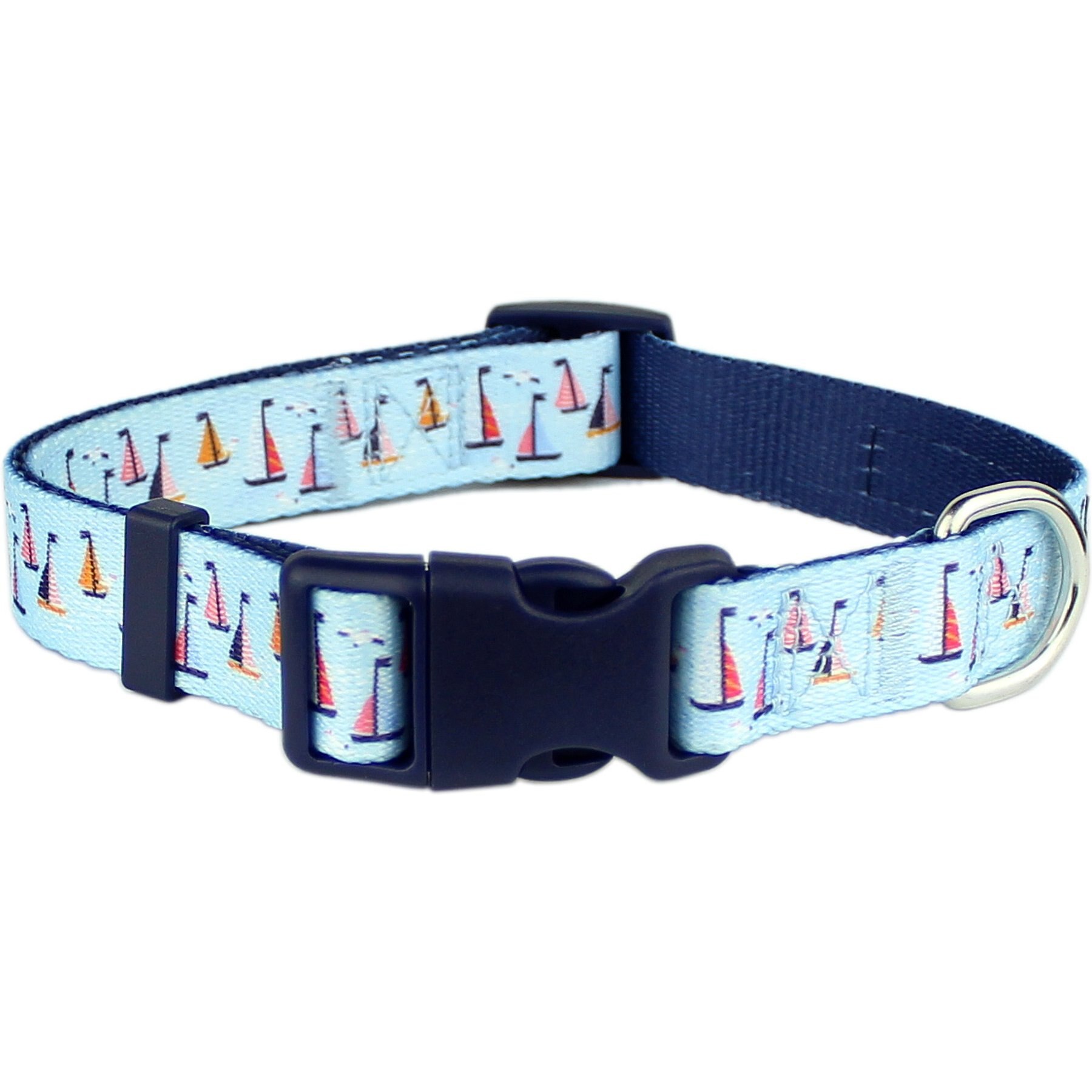 Parisian Pet Sail Boats Dog & Cat Collar, X-Small: 6 to 10-in neck, 3/8-in wide