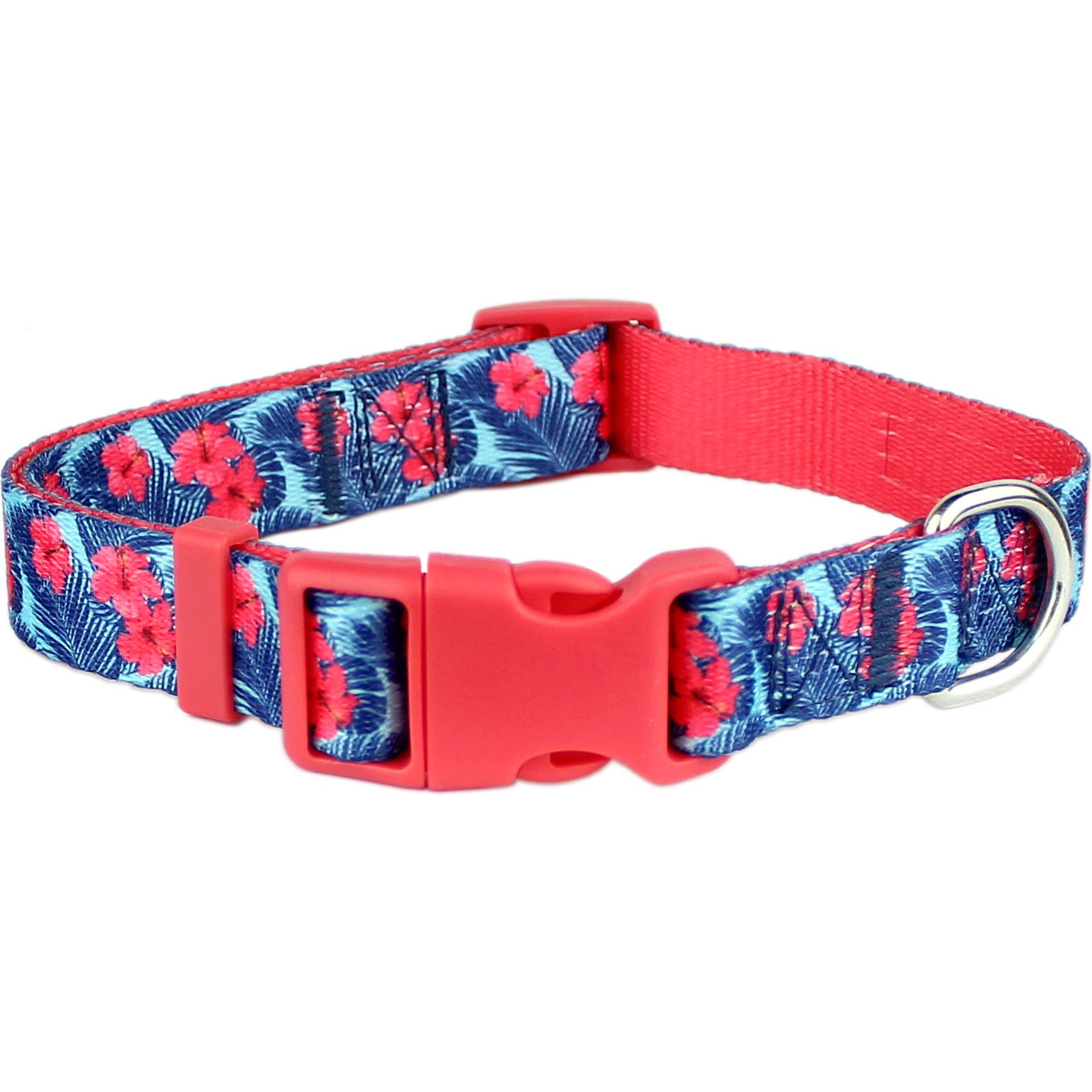 Parisian Pet Hibiscus Dog & Cat Collar, Pink, Small: 10 to 16-in neck, 5/8-in wide