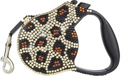 Parisian Pet Crystal Retractable Dog Leash, Leopard, 16-ft long, 0.5-in wide