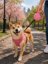 Parisian Pet Mini Retractable Dog & Cat Leash, Pink, 10-ft long. 0.5-in wide slide 2 of 3