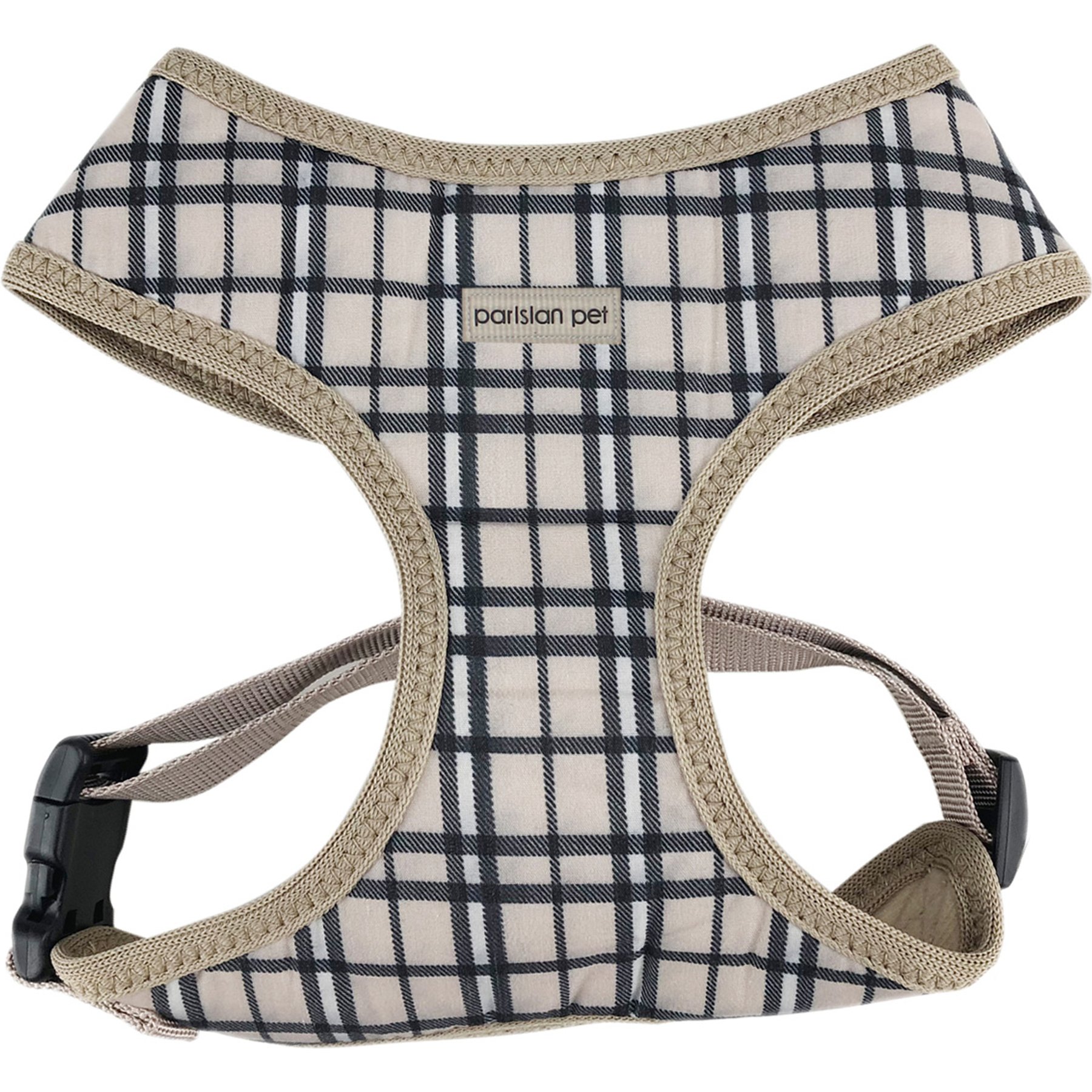 Parisian Pet Freedom Adjustable Dog Harness, Khaki Plaid, X-Large: 18 to 25-in chest