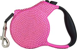 Parisian Pet Crystal Retractable Dog Leash, Dark Pink, 16-ft long, 0.5-in wide