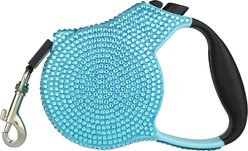 Parisian Pet Crystal Retractable Dog Leash, Blue, 16-ft long, 0.5-in wide