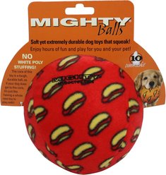 Mighty Ball Squeaky Plush Dog Toy, Red, Large