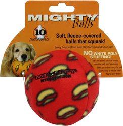 Mighty Ball Squeaky Plush Dog Toy, Red, Medium
