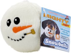 Mighty Ball Snow Squeaky Plush Dog Toy, White, Small