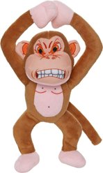 Mighty Jr Angry Animals Monkey Squeaky Plush Dog Toy, Brown slide 2 of 5