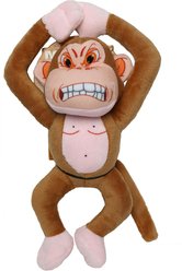 Mighty Jr Angry Animals Monkey Squeaky Plush Dog Toy, Brown