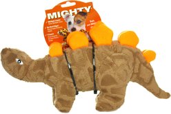 Mighty Jr Dinosaur Stegosaurus Squeaky Plush Dog Toy, Brown