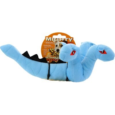 Mighty Mighty Jr Dragon Hydra Squeaky Plush Dog Toy, Blue