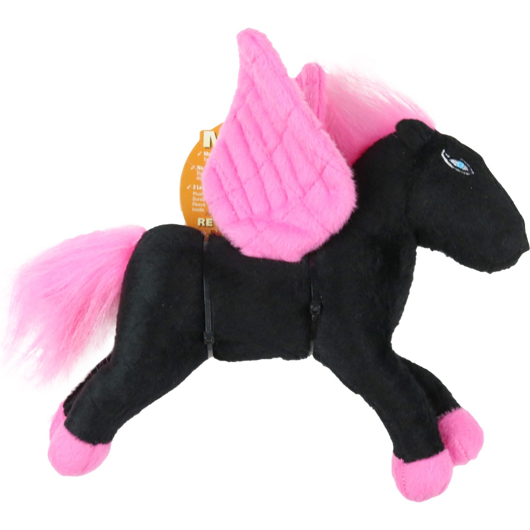 Mighty Jr Liar Pegasus Squeaky Plush Dog Toy, Black/Pink