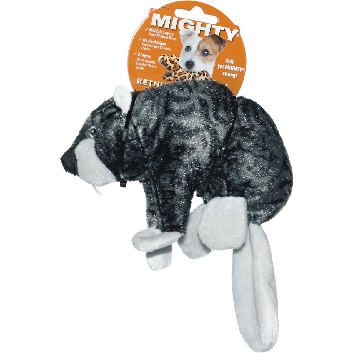 Mighty Jr Nature Beaver Squeaky Plush Dog Toy, Brown