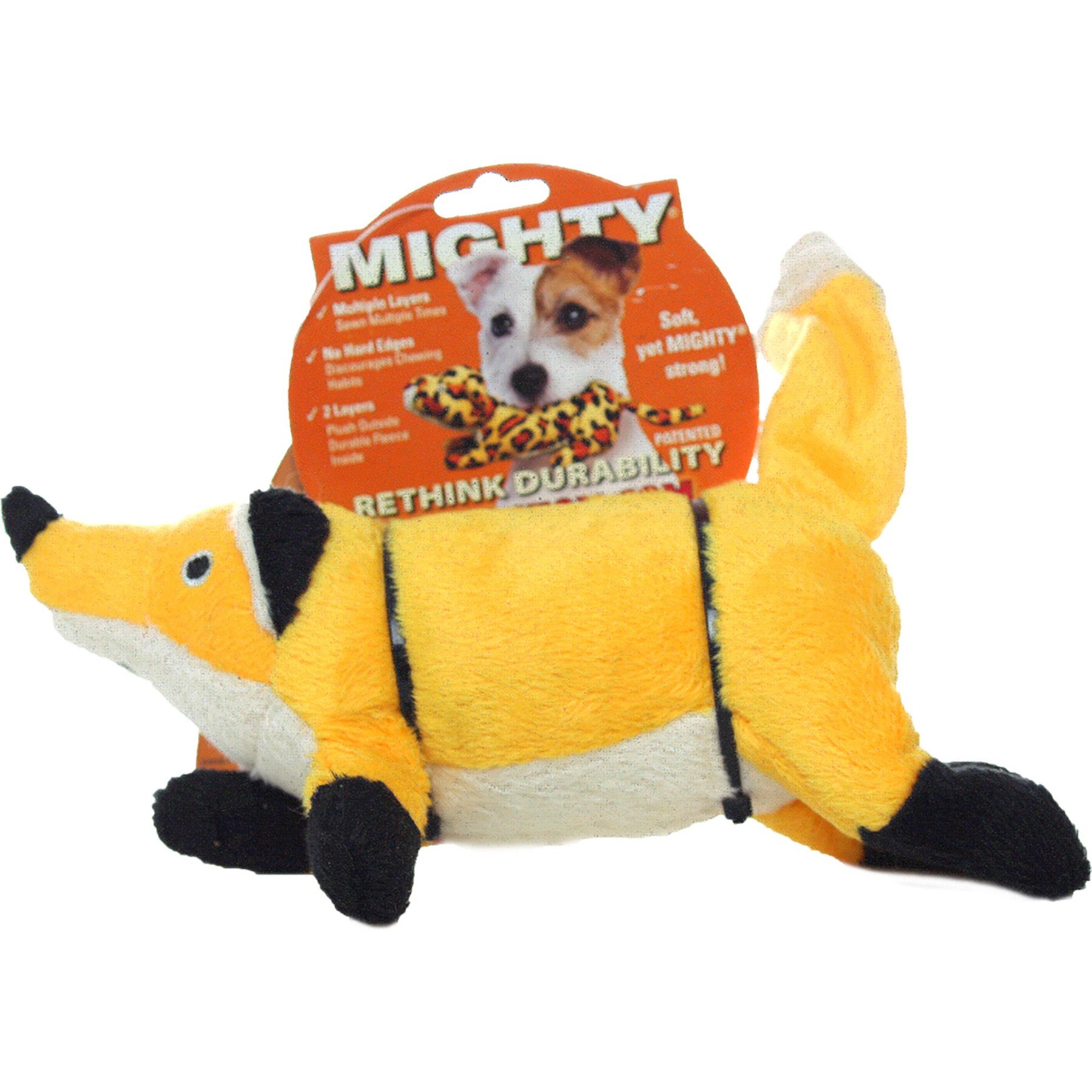 Mighty Jr Nature Fox Squeaky Plush Dog Toy, Orange
