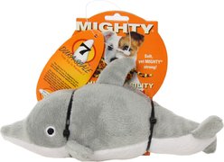 Mighty Jr Ocean Dolphin Squeaky Plush Dog Toy, Grey