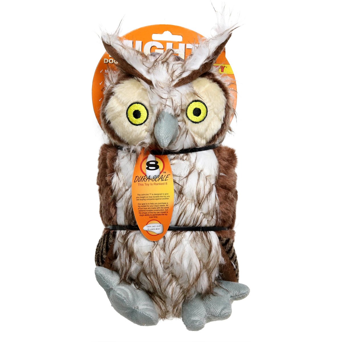 Mighty Nature Owl Squeaky Plush Dog Toy, Brown