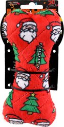 Mighty Bone Christmas Squeaky Plush Dog Toy, Red, Medium
