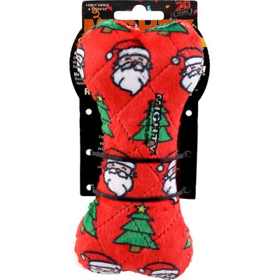 Mighty Mighty Bone Christmas Squeaky Plush Dog Toy, Red, Medium