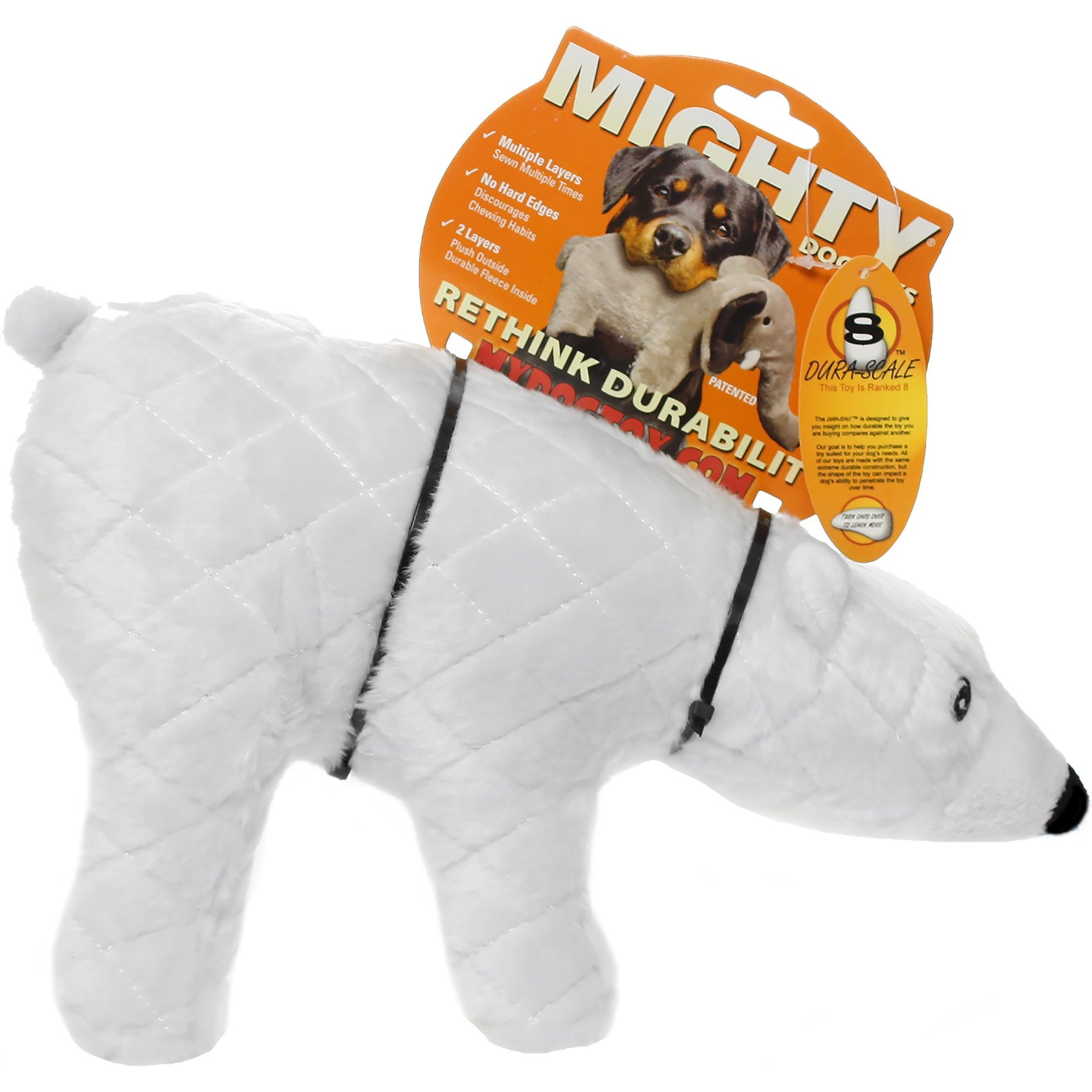 Mighty Arctic Polar Bear Squeaky Plush Dog Toy, White