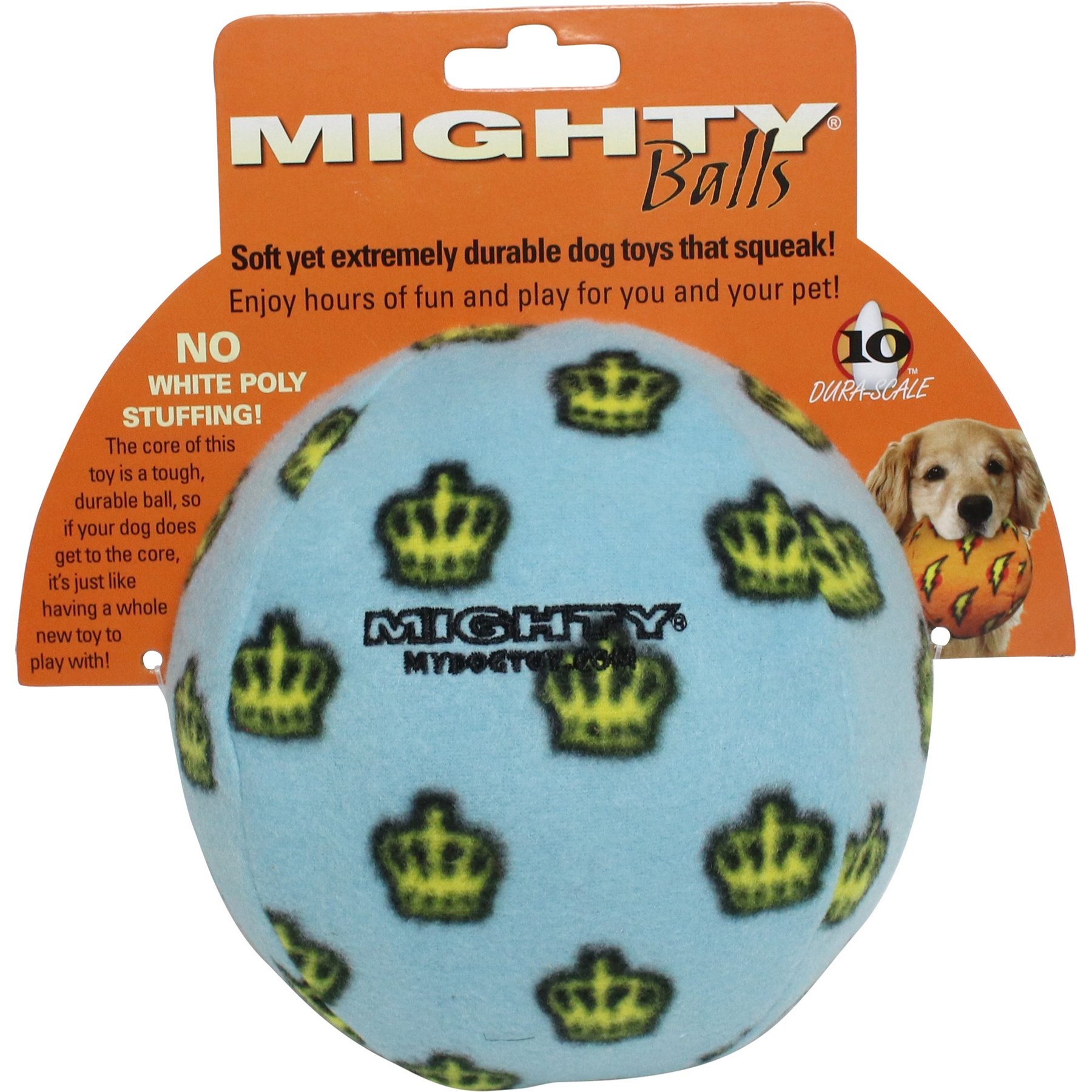Mighty Ball Squeaky Plush Dog Toy, Blue, Large