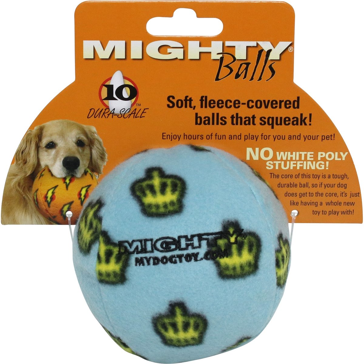 Mighty Ball Squeaky Plush Dog Toy, Blue, Medium