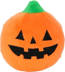 Mighty Ball Pumpkin Squeaky Plush Dog Toy, Orange, Small
