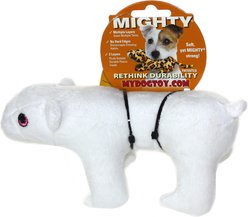 Mighty Jr Arctic Polar Bear Squeaky Plush Dog Toy, White