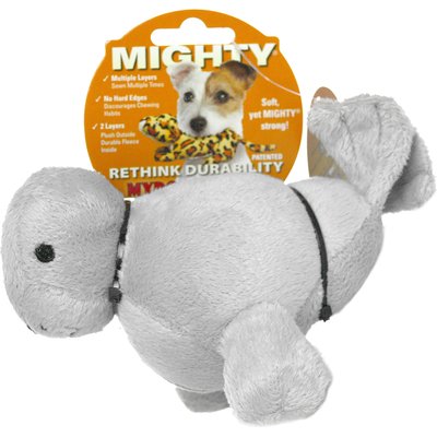 Mighty Mighty Jr Arctic Seal Squeaky Plush Dog Toy, Grey
